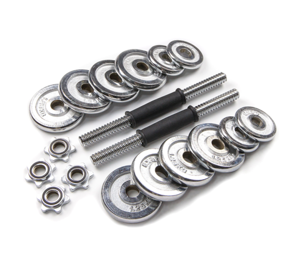 Набор гантелей хромированных AMETIST в чемодане 15 кг